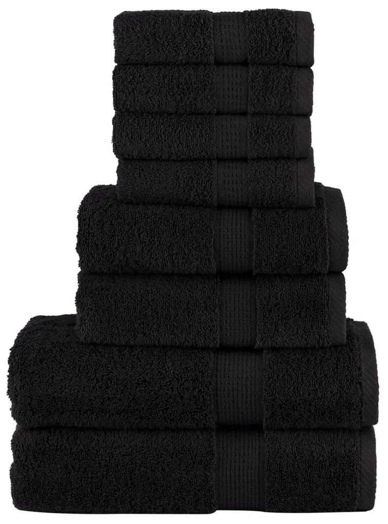 vidaXL Set de prosoape premium SOLUND, 8 piese, negru, 600 g/m²