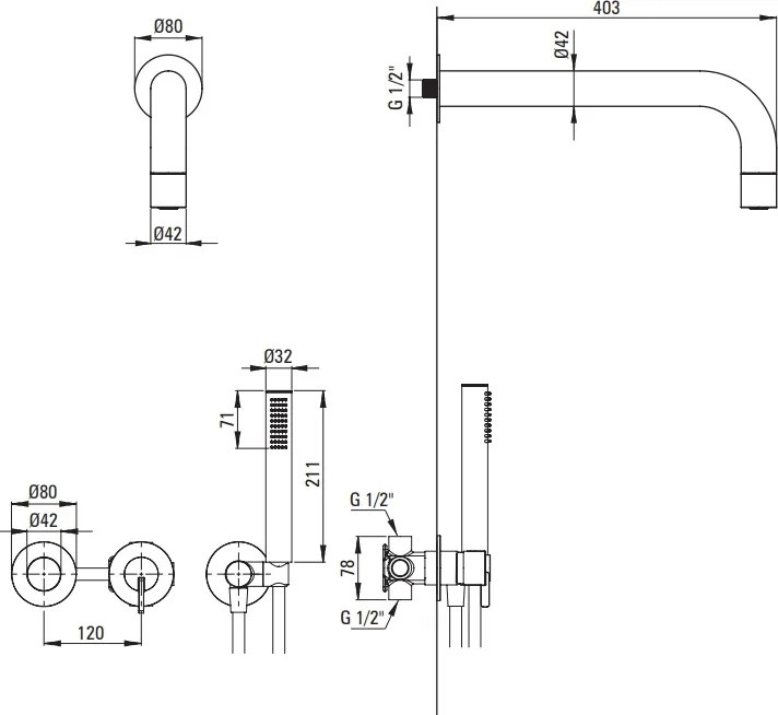 SILIA Sistem de duș NQS_D0XK Finisaj: titan