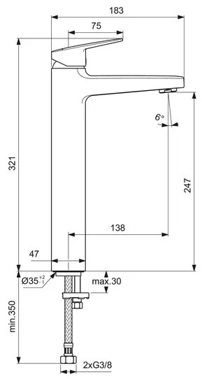 Baterie lavoar inalta Ideal Standard Ceraplan 250 negru mat