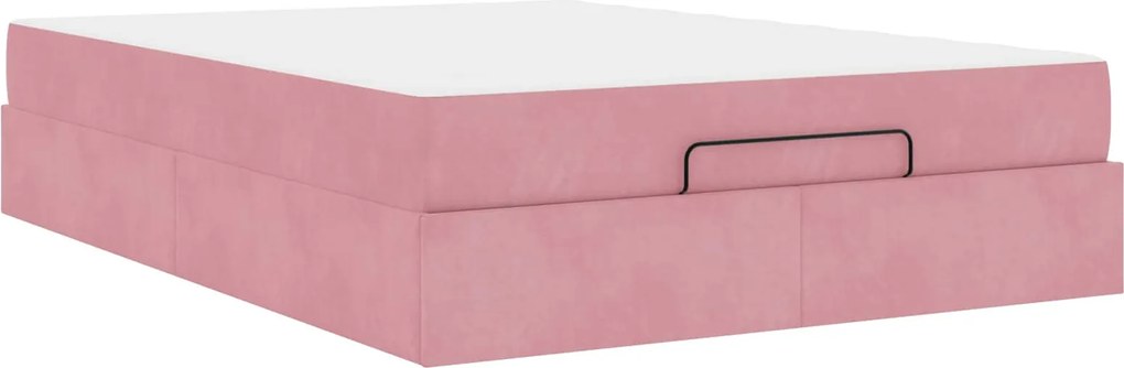 vidaXL Cadru de pat cu saltea cu saltea 2 pcs Roz Catifea