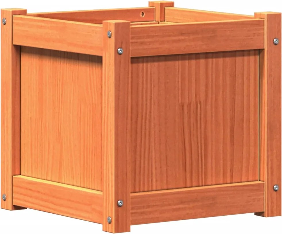 vidaXL Jardinieră de grădină, maro ceruit, 40x40x40 cm, lemn masiv pin