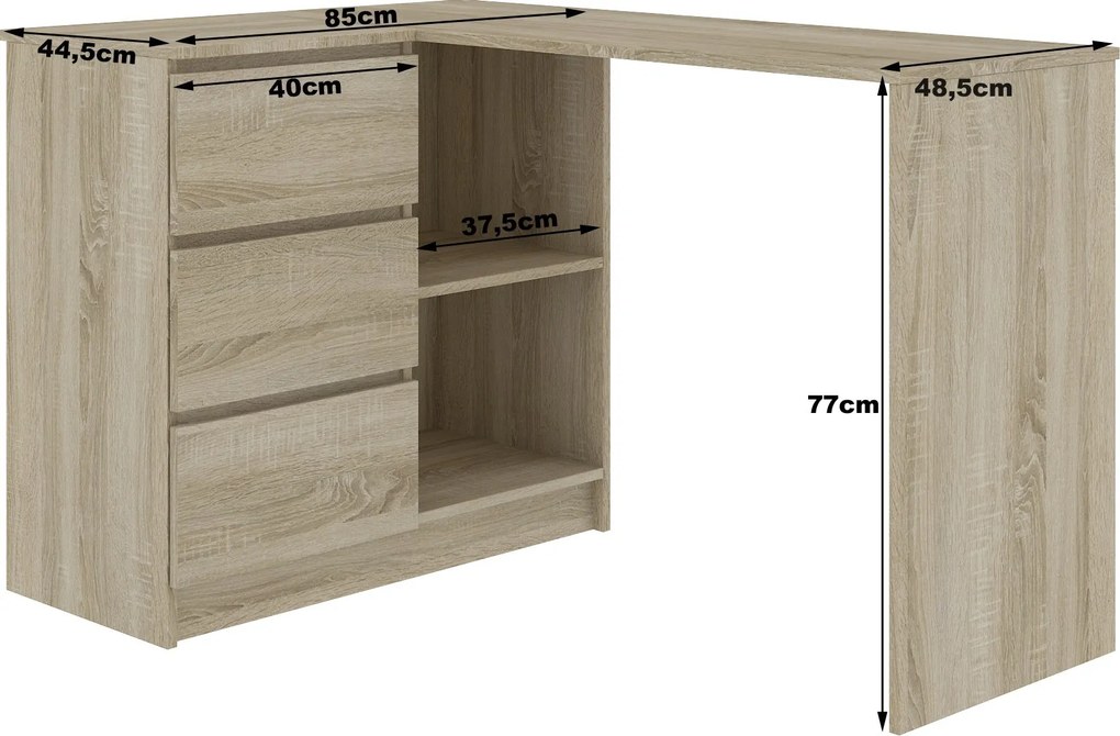 Masă PC de colț Bodhi (stejar sonoma + alb) (S). 1068825