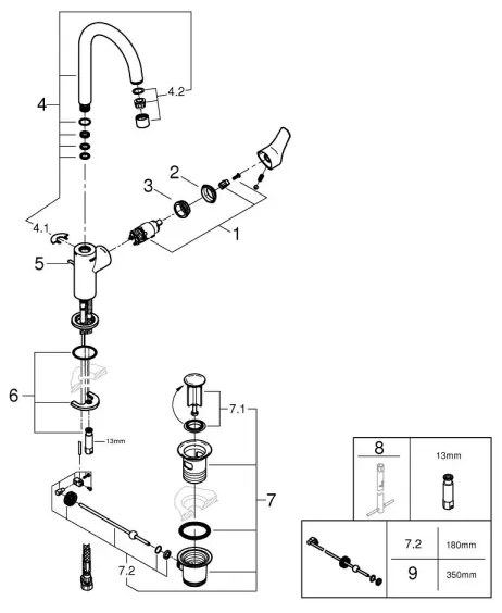GROHE 24203002 - Baterie pentru lavoar START, mărime L, crom lucios