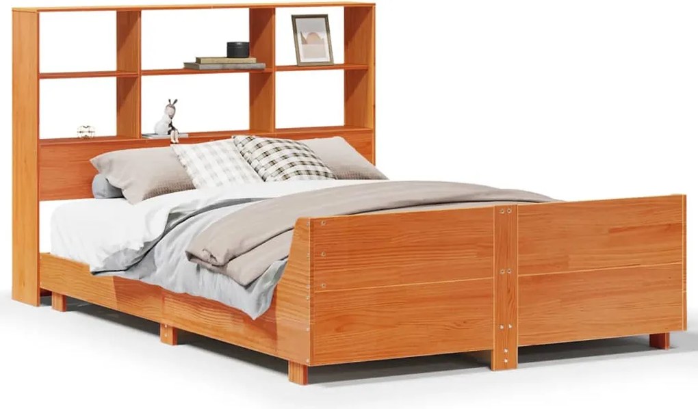 vidaXL Cadru pat fără saltea, maro ceruit, 120x190 cm, lemn masiv pin