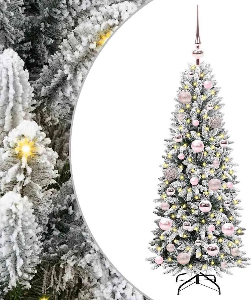 vidaXL Brad de Crăciun artificial cu 150 LED cu suport Alb 120 cm