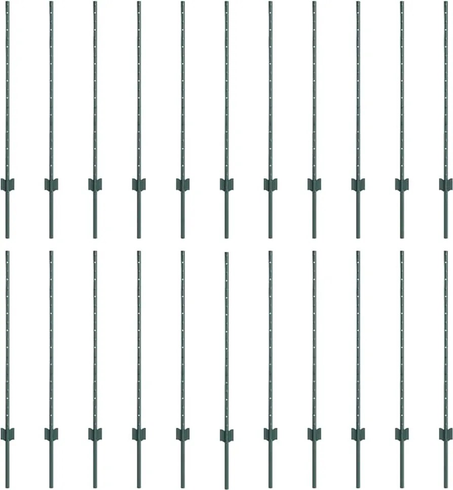 vidaXL Stâlp de gard. 22 pcs Verde 140 cm Oțel