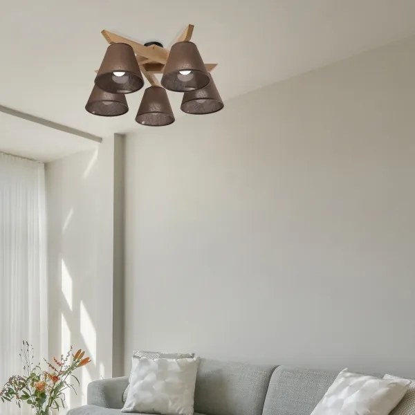 Lustră aplicată Brilagi ANTHONY 5xE14/40W/230V stejar/maro