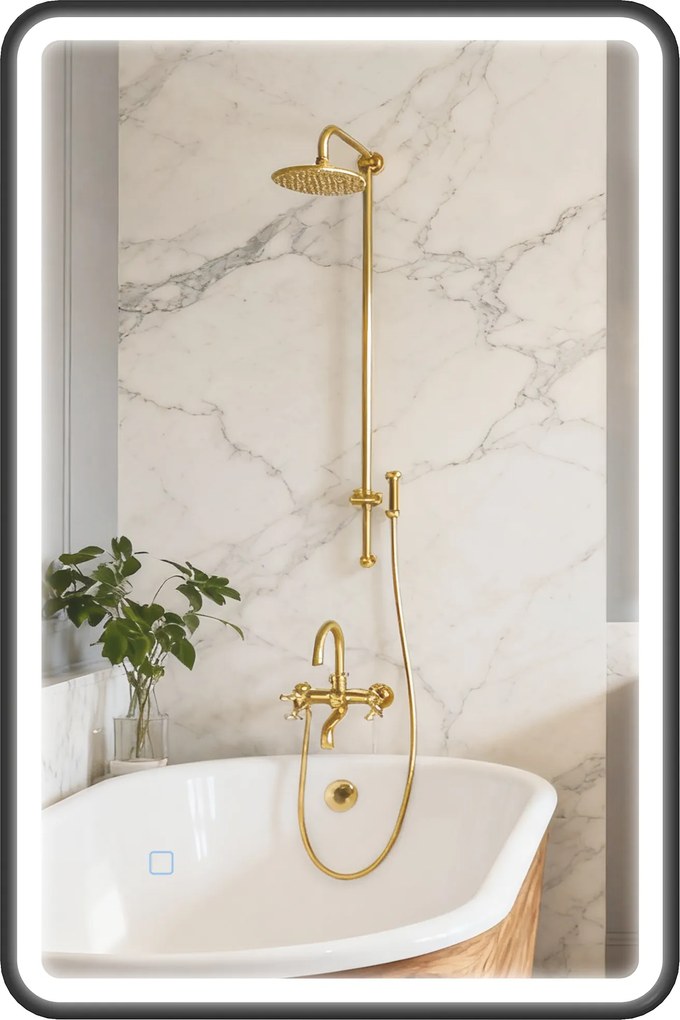 HOMCOM Oglindă de baie LED 90 x 60 cm, lumini, 3 culori, reglabilă, funcție memorie, orizontală și verticală, negru | Aosom Romania