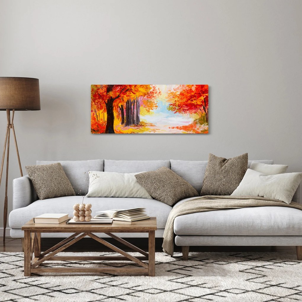 Tablou - Pictura, toamna colorată (120x50 cm)