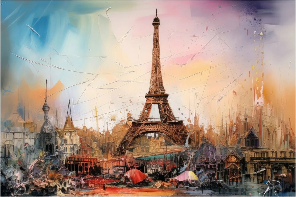 Tablou - Pictură a Turnului Eiffel (90x60 cm)