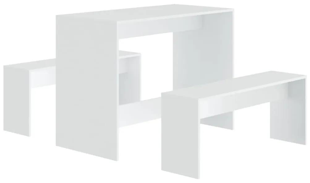 Set mobilier de bucatarie, 3 piese, alb, PAL Alb, 1