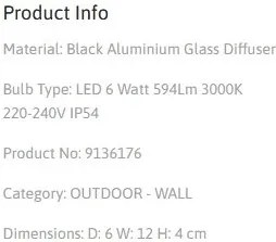 Aplica LED pentru exterior design modern IP54 Brice negru
