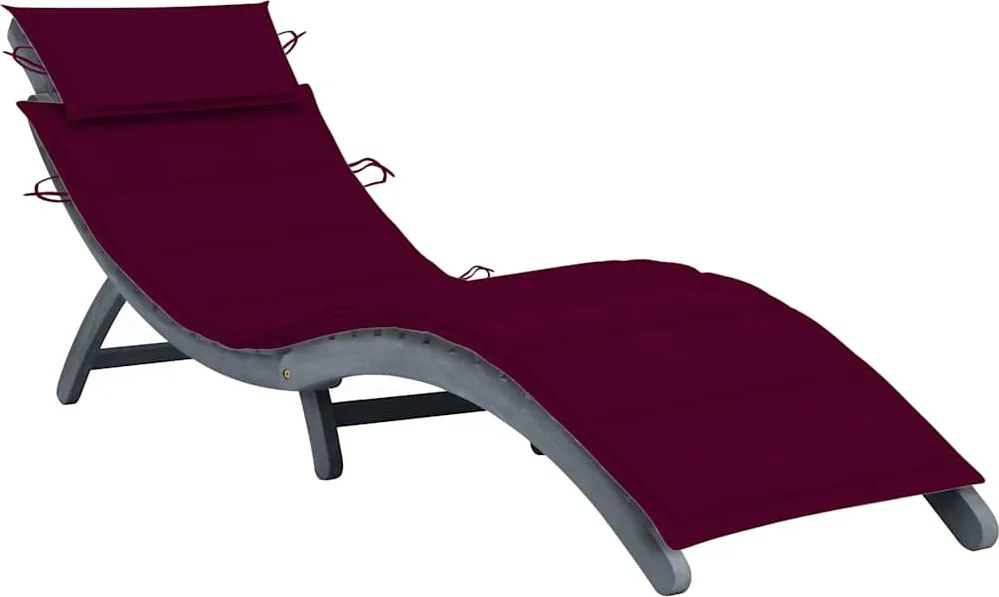 vidaXL Șezlong de grădină cu pernă gri, lemn masiv de acacia