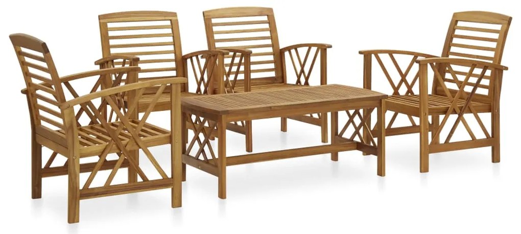 vidaXL Set mobilier de grădină, 5 piese, lemn masiv de acacia