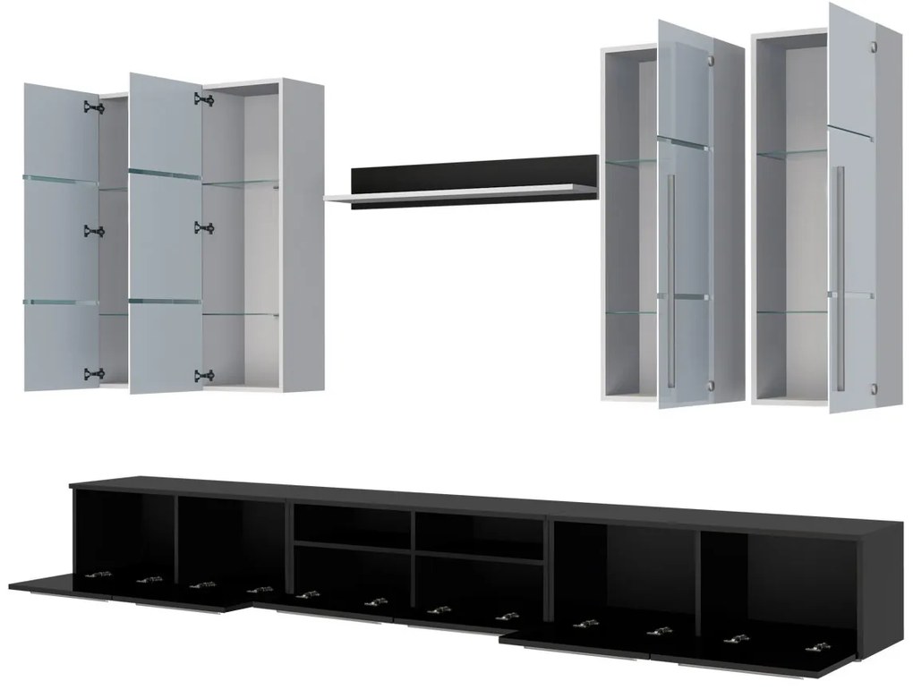 Mobilier living Bridget (Negru + Negru lucios ) (Alb + Alb lucios ). Promo -17%. 1058186