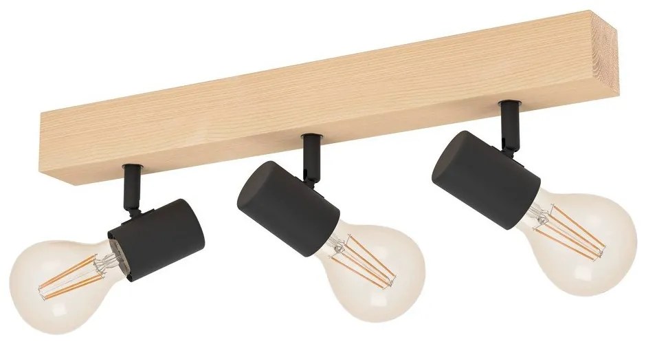 Plafonieră neagră/în culoare naturală 5x48 cm TOWNSHEND 3 – EGLO