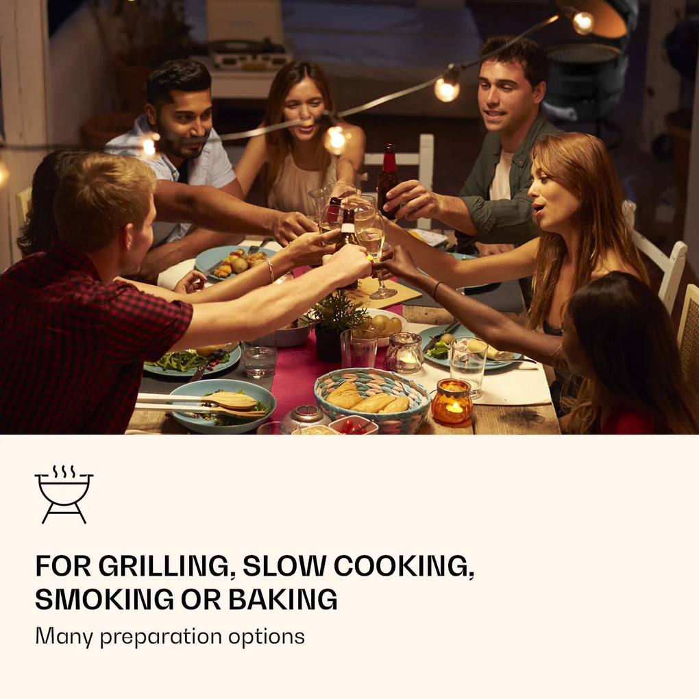 Klarstein grătar kamado, Princesize, ceramică, 11", afumare, BBQ, gătit lent, negru