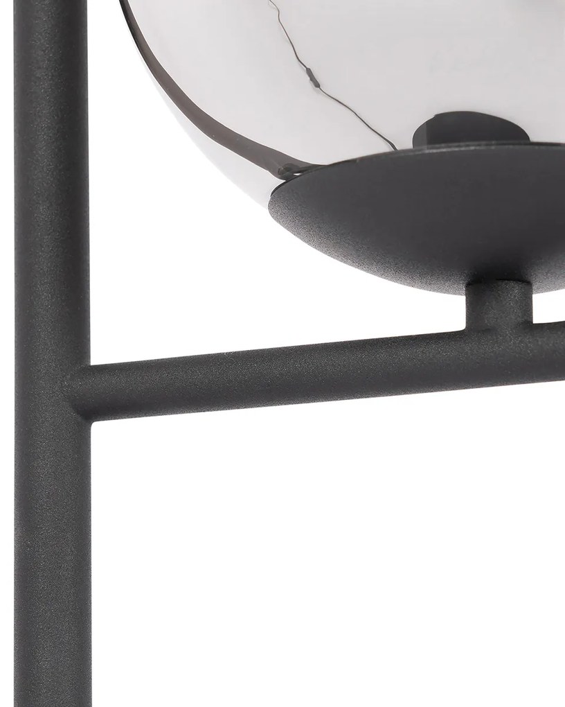 Lampă de masă Art Deco neagră cu sticlă fumurie - Flore