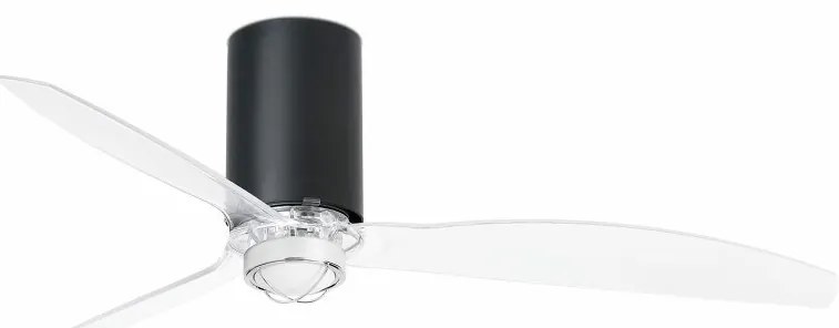 Lustra cu Ventilator si telecomanda MINI TUBE M LED negru mat/transparent