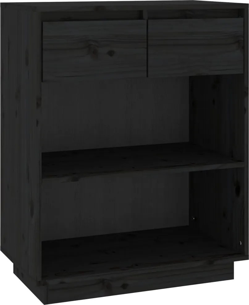 vidaXL Dulap consolă, negru, 60x34x75 cm, lemn masiv de pin