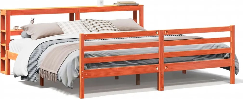 vidaXL Cadru de pat fără saltea, maro ceruit 180x200 cm lemn masiv pin