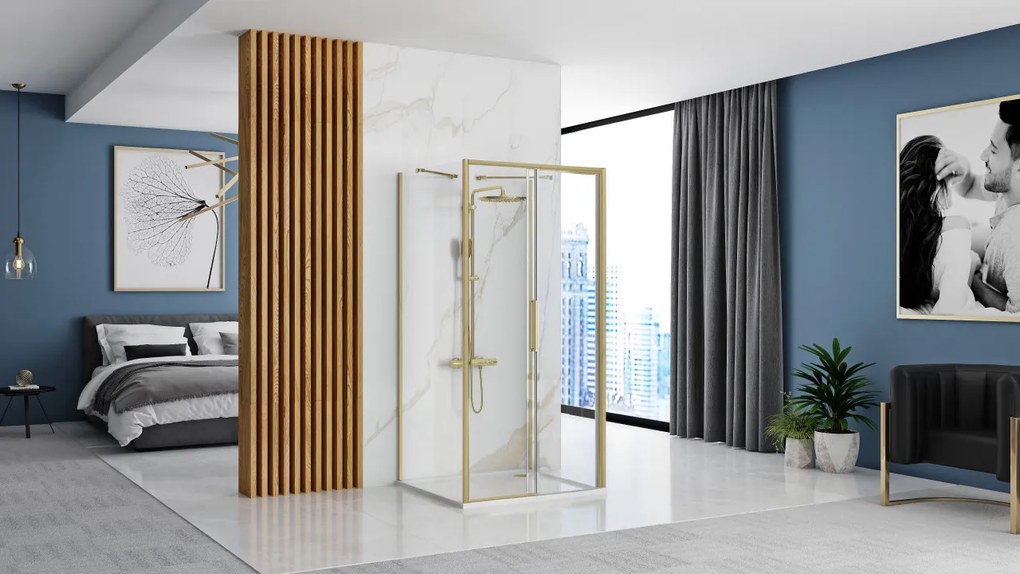 Cabina de dus de perete REA Rapid Slide Brush Gold