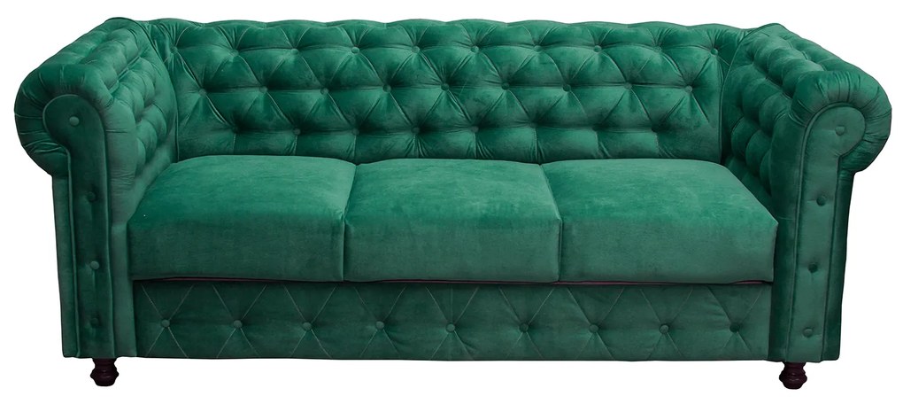 Set CHESTERFIELD 3-1-1, canapea  extensibila 3 locuri si 2 fotolii fixe, verde