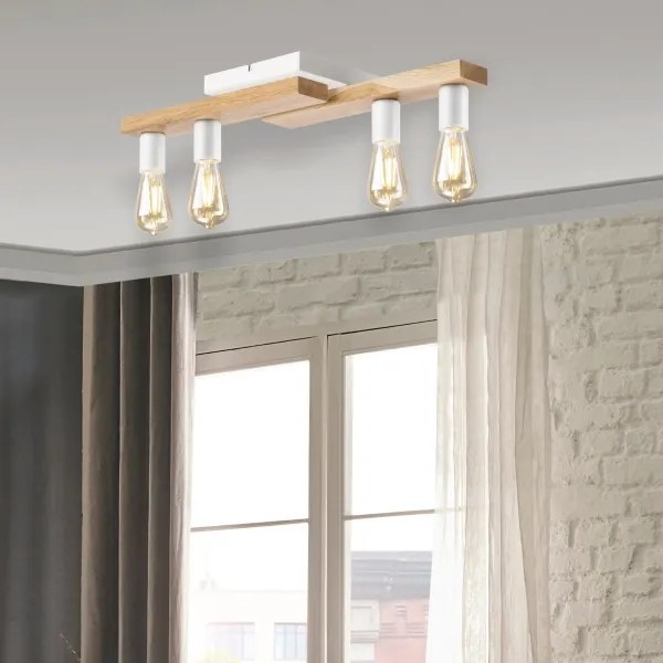 Lustră aplicată MATTE 4xE27/15W/230V alb/stejar