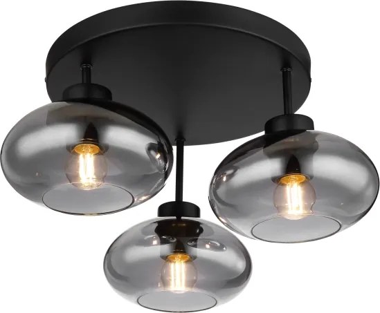 Globo 15572-3D - Plafonieră aplicată SHAUN 3xE27ILLU/40W/230V neagră