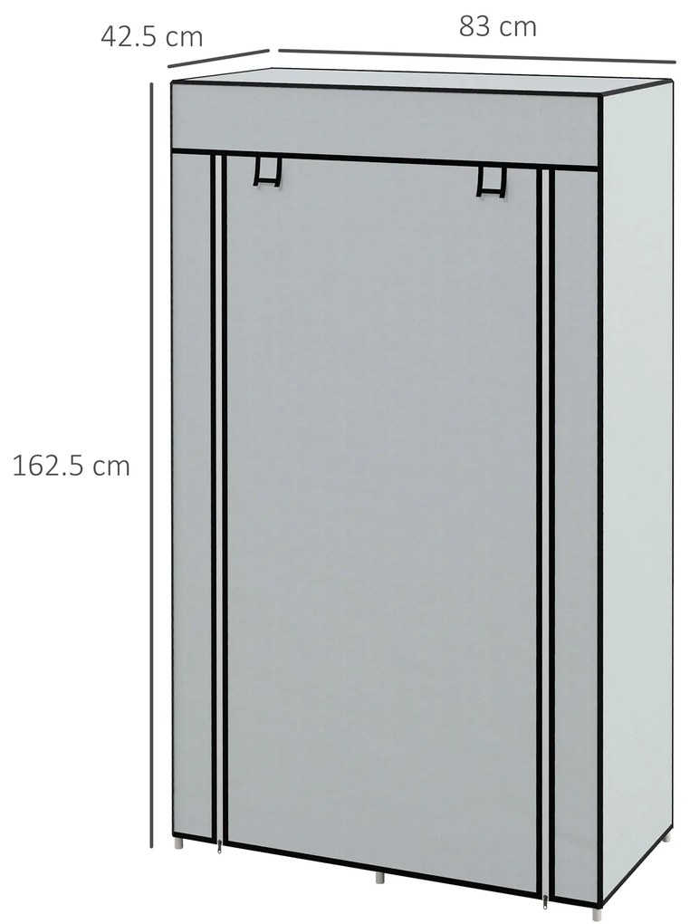HOMCOM Șifonier Stofă 1 Bară pentru Haine, 2 Sertare, 83 x 42.5 x 162,5 cm, Gri | Aosom Romania