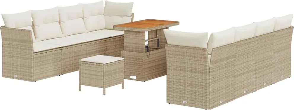vidaXL Set de canapele pentru grădină 11 pcs Bej și crem poliratan