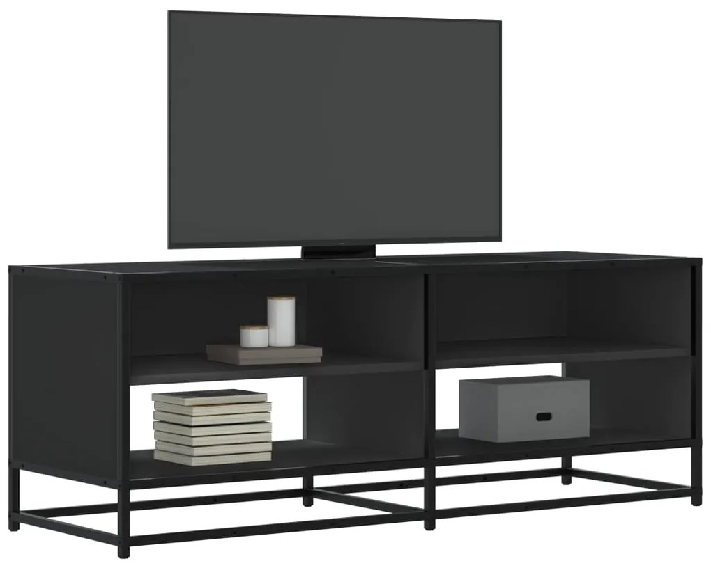 848889 vidaXL Dulap TV, negru, 120,5x40x46 cm, lemn prelucrat și metal