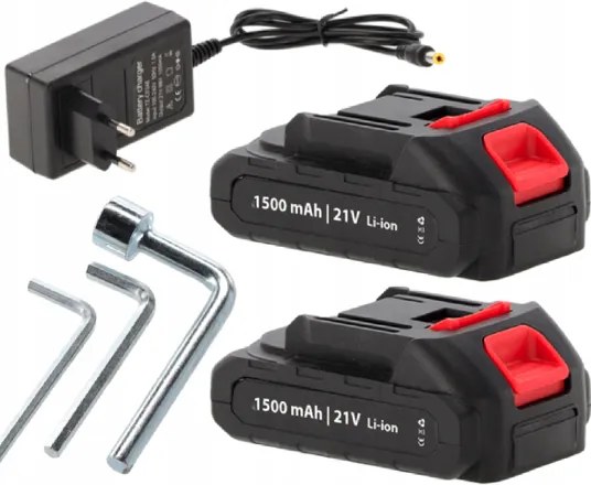 Foarfece de crengi fără fir 25 mm - două baterii, încărcător, geantă de transport