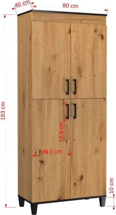 Dulap POLA 17 – 80x40x193 cm – Stejar Artisan