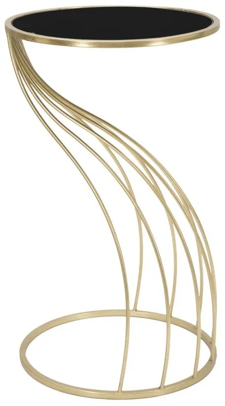 Masuta FLUSH, Metal Sticla, Negru Auriu, 43X73 cm