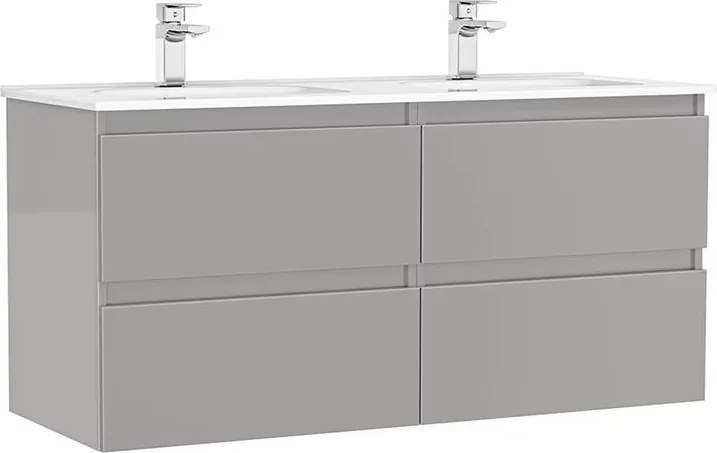 Set dulap baza suspendat Gala Daily gri 4 sertare cu lavoar 120 cm