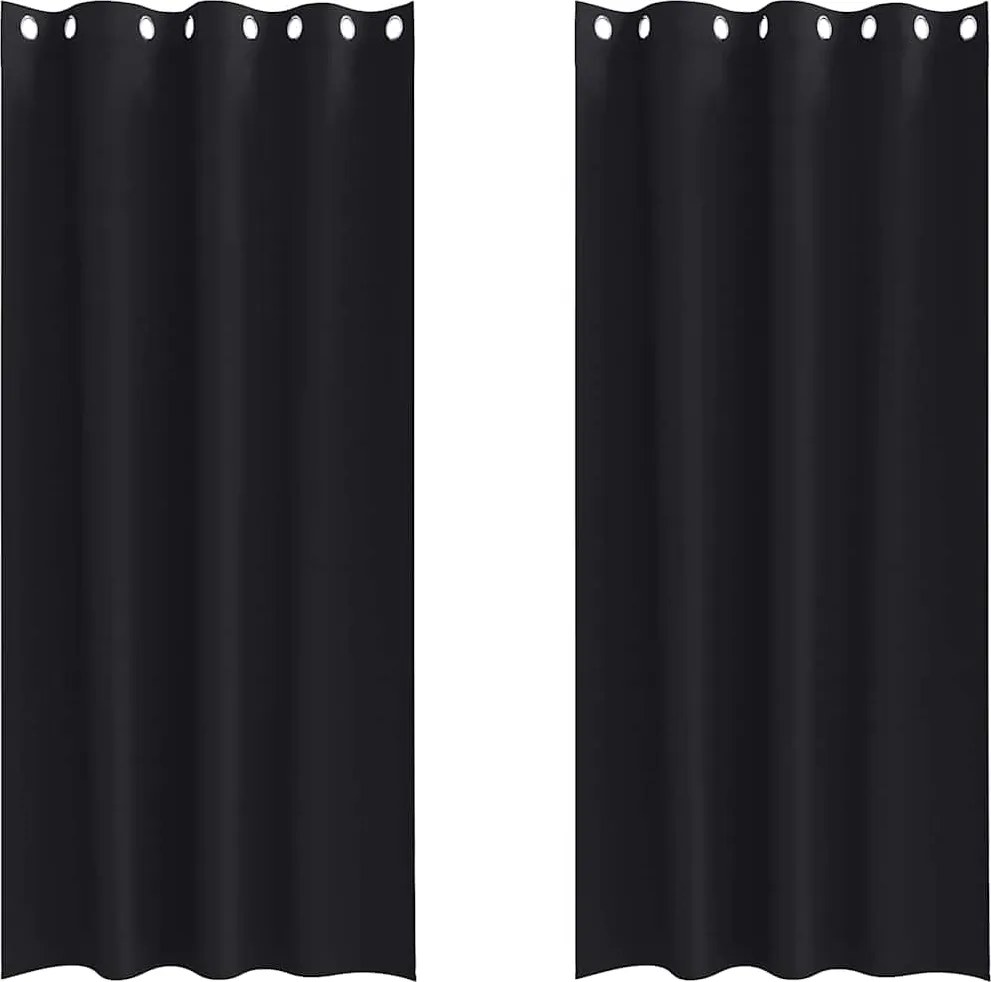 vidaXL Perdele Opaque cu Inel 2 pcs Negru 245 x 140 cm Poliester