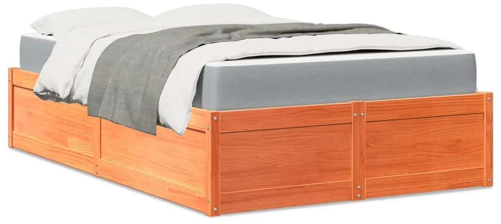vidaXL Pat cu saltea, maro ceruit, 120x190 cm, lemn masiv pin