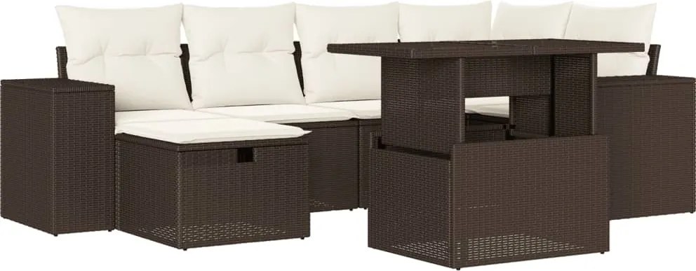 vidaXL Set canapele de grădină cu perne, 7 piese, maro, poliratan