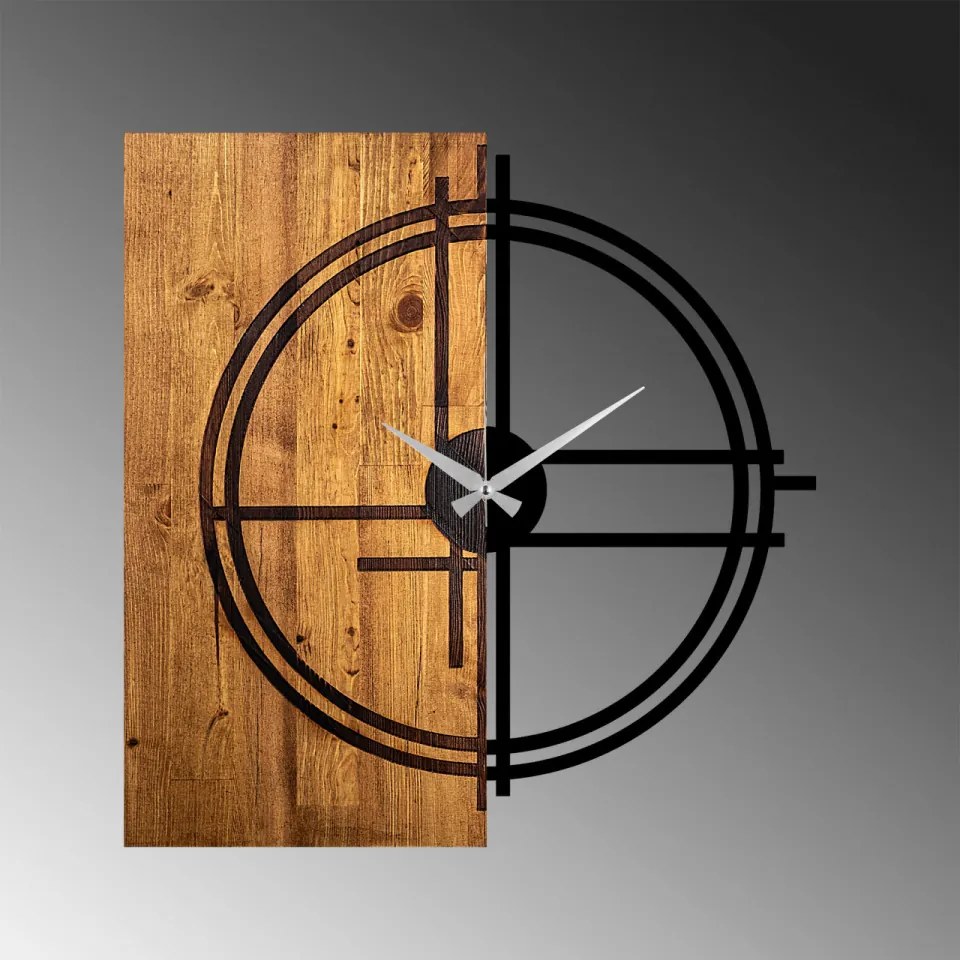 Ceas Decorativ de Perete Wooden Clock 38, Lemn / Metal