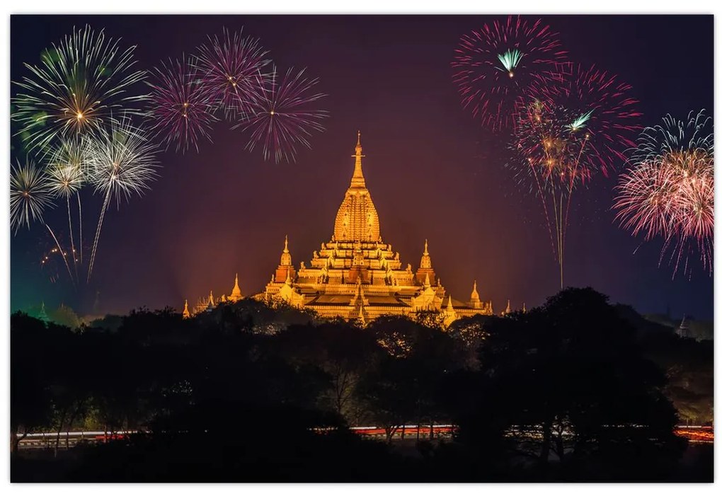 Tablou cu artificii în Asia (90x60 cm)