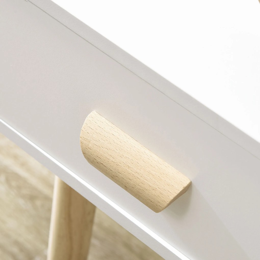HOMCOM Set de 2 Noptiere cu Sertar și Picioare de Lemn pentru Dormitor Sufragerie Pat Birou 40,5x30,5x60 cm Alb | Aosom Romania