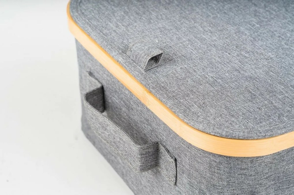 Cutie de depozitare G21 40 x 30 x 15 cm, dinbambus cu capac, gri