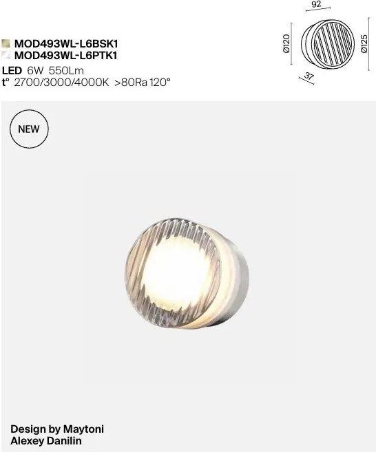 Mini Aplica LED CCT cu striatii diagonale Olo platinum