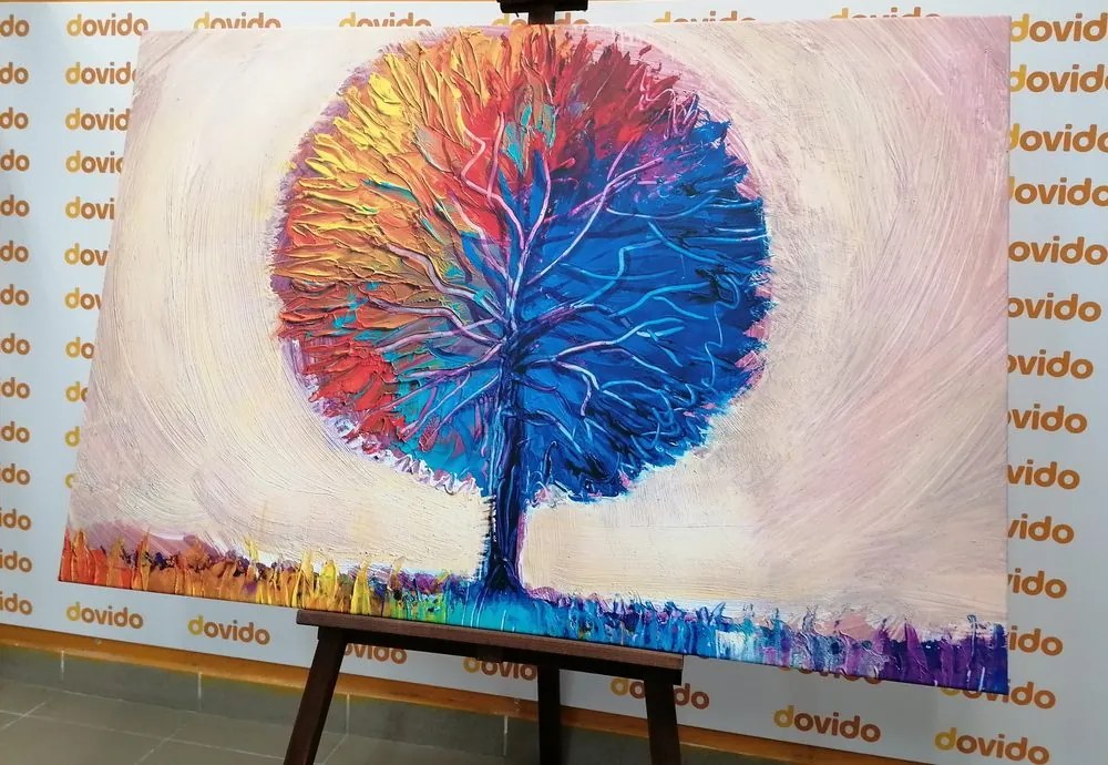 Tablou copac colorat de acuarelă
