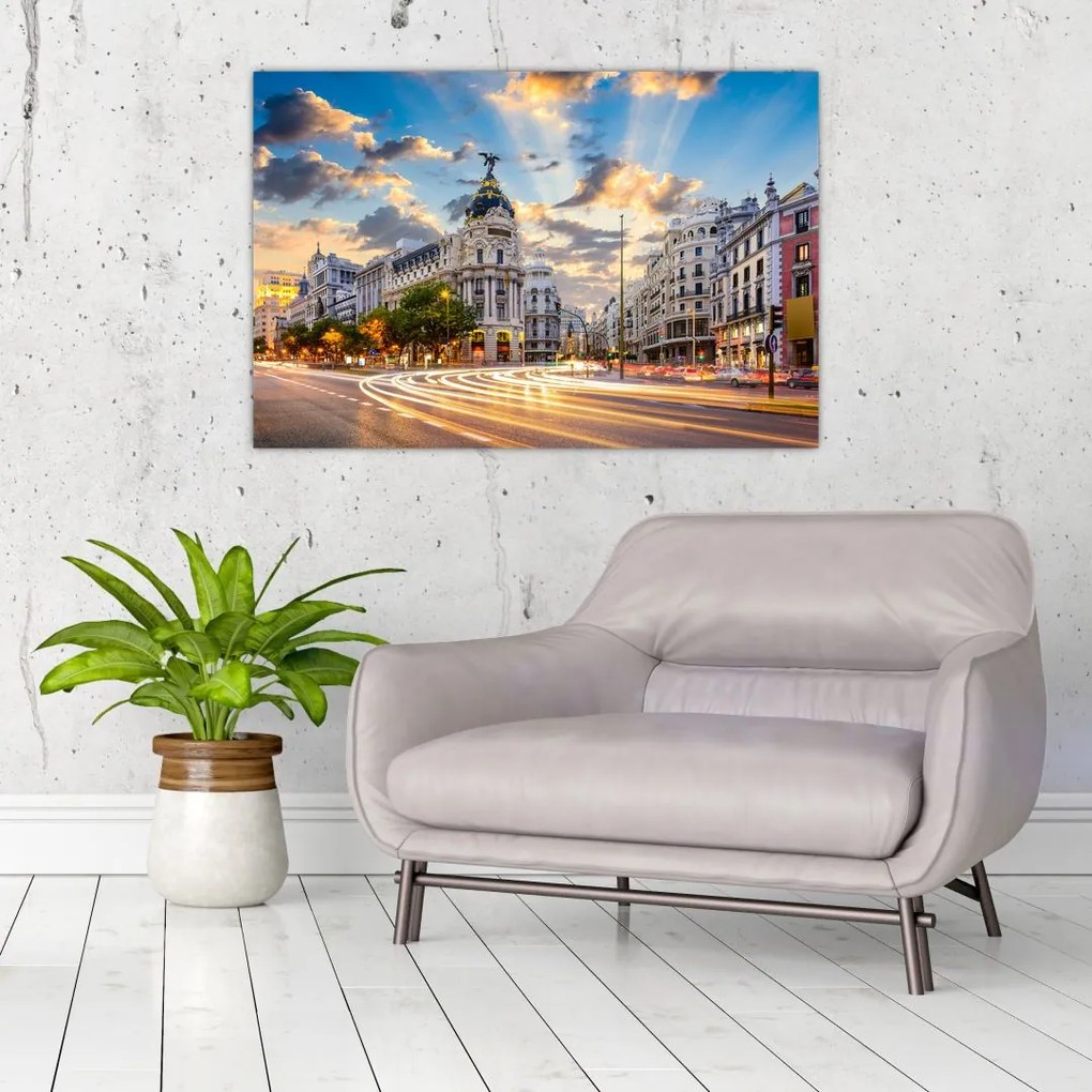 Tablou - Calle Gran Vía, Madrid, Spania (90x60 cm)