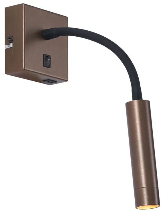 Lampă de perete modernă bronz cu USB-C - Gosna