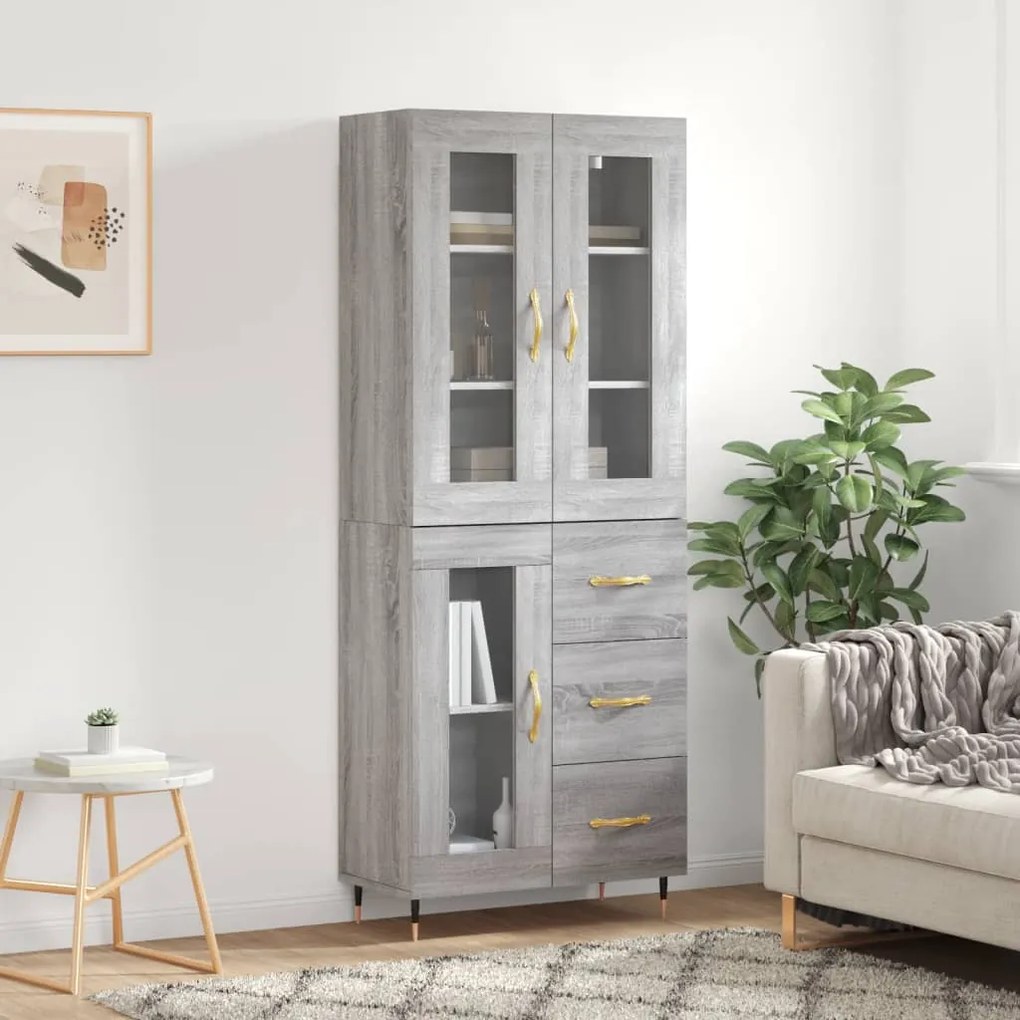 vidaXL Dulap înalt, gri sonoma, 69,5x34x180 cm, lemn compozit