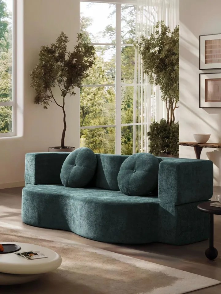 Canapea transformabilă în pat, spumă cu memorie HD, huse detașabile – 200×85×68 cm (Culoare: Gri deschis)