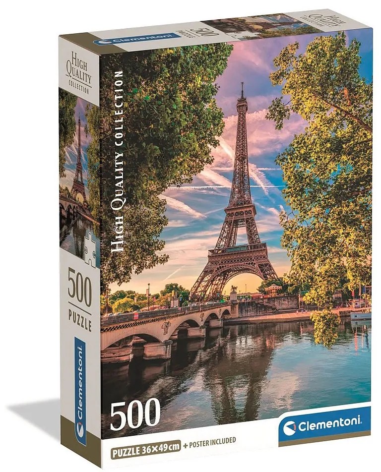 Orașe Along the Seine Puzzle Compact Paris 500 de piese Clementoni